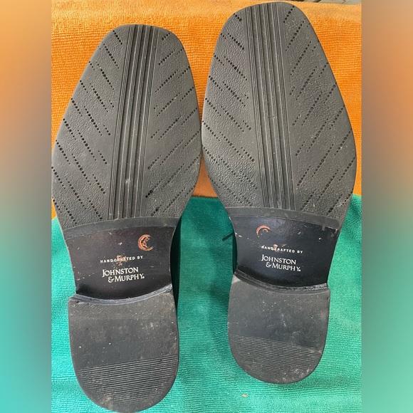 Pair of Mens Black Johnston and Murphy Size 9.5 Med Square Toe Oxfords - Picture 5 of 5